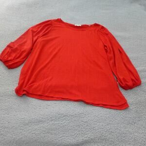 Max Studio Shirt Womens 3X Blouse Balloon Sleeve Flowy Red Long Sleeve